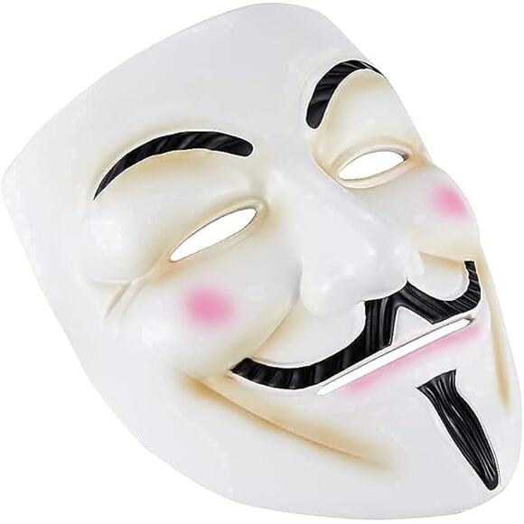 Vendetta Quality Mask Unisex One Size White Anonymous Guy Fawkes Halloween - Picture 5 of 6